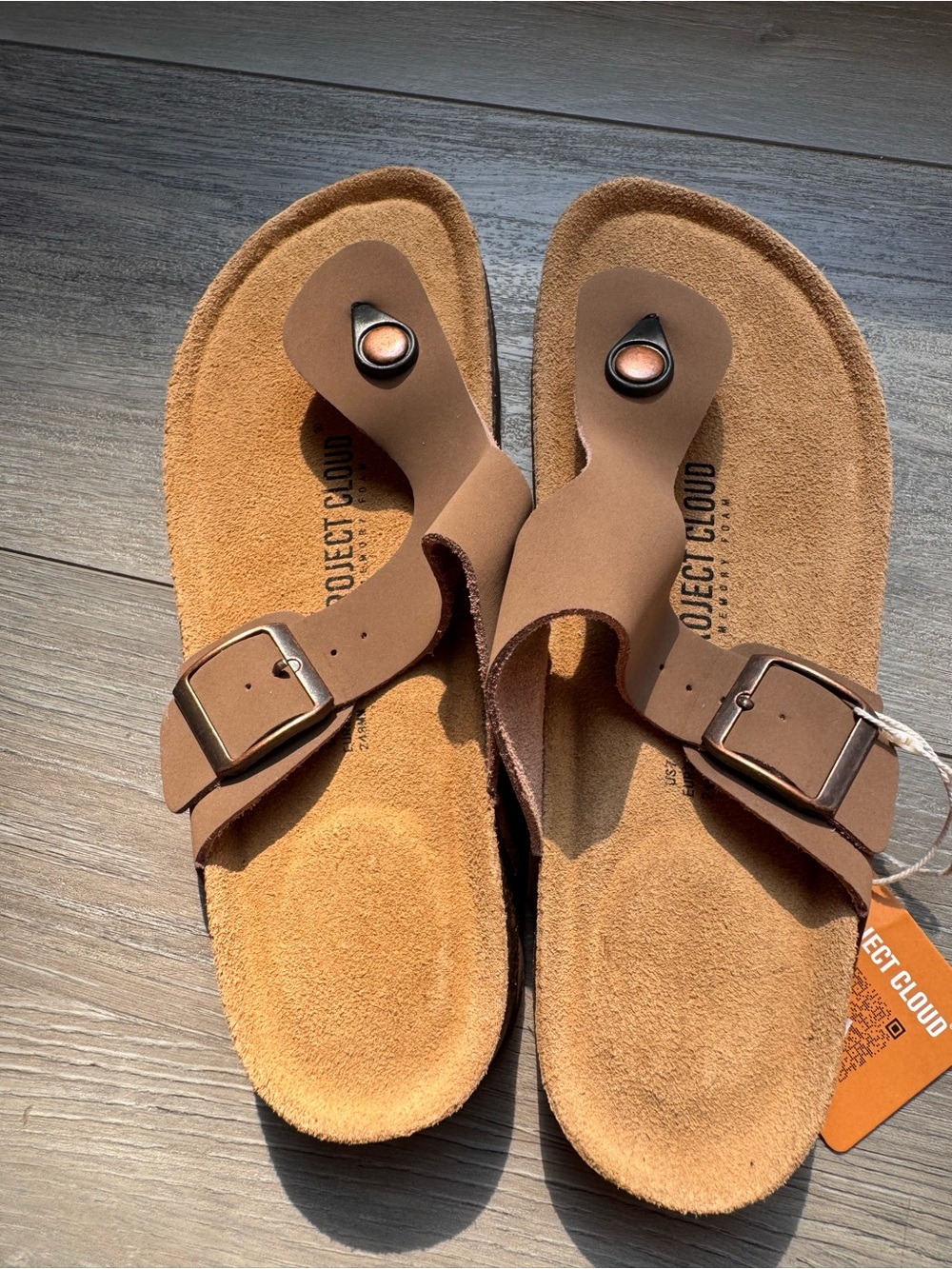 Cloudtech Brown Leather Toe-Post Sandals